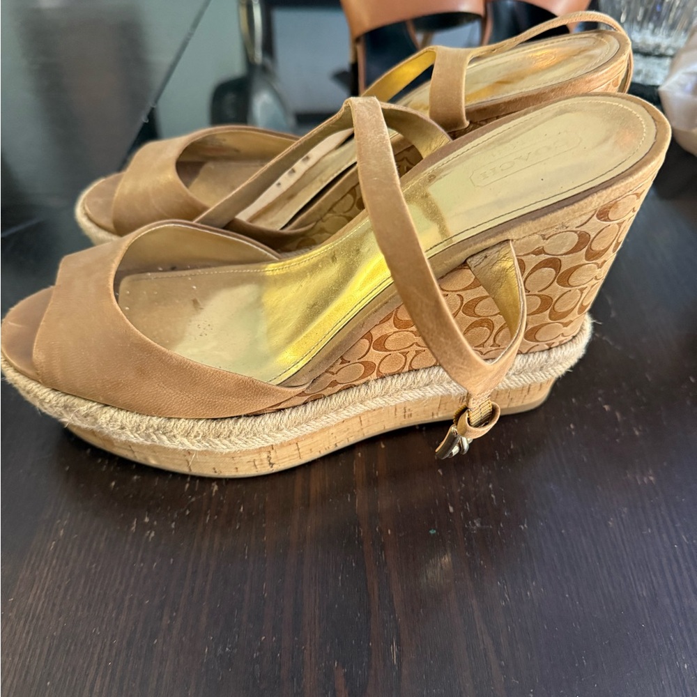 Coach Brown Wedge Sandals